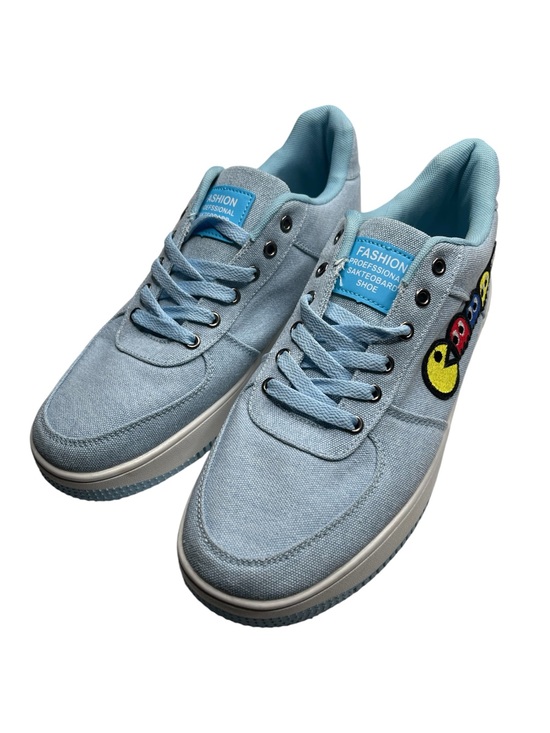 Other - Light Blue Canvas Sneakers with Pac-Man Patch Fashion